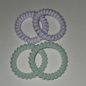 Set of Spiral Hair Ties in Purple and Mint
